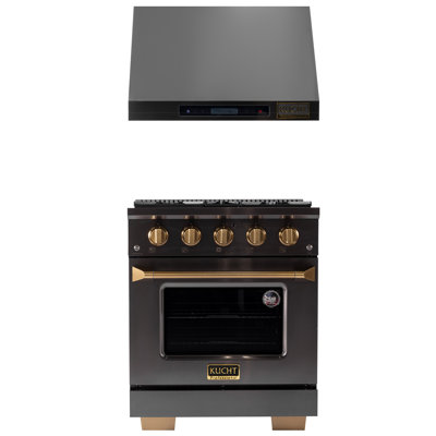 KUCHT 30 in. 4.2 cu. ft. 4-Burners Dual Fuel Range for Propane Gas in Gemstone + Under Cabinet Range Hood