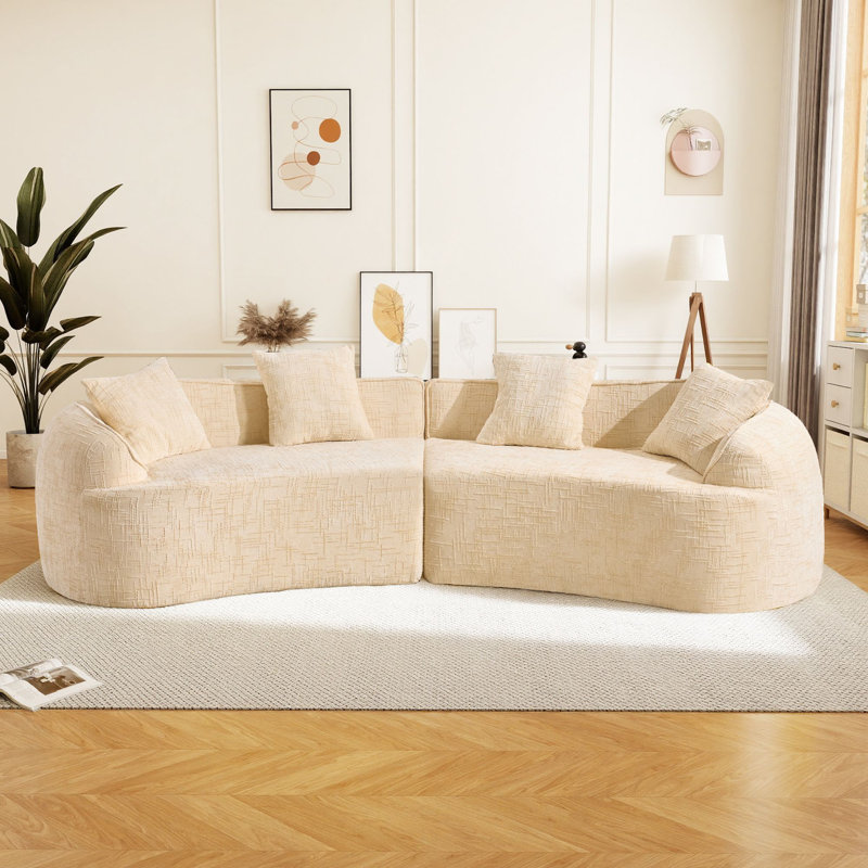 Canapé modulaire courbé à compression de 109,45 po, sans assemblage pour de multiples cas de figure, Beige