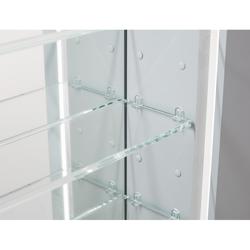 Charnière gauche de l 24 po x H 30 po x P 5 po Dili, armoire de désembuage à DEL, miroir grossissant réglable verticalement 3 fois
