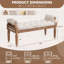 Banc rembourré en bois massif de style Mid-Century avec accoudoirs roulés, repose-pieds capitonné classique pour la chambre et le vestibule, beige-1277687633