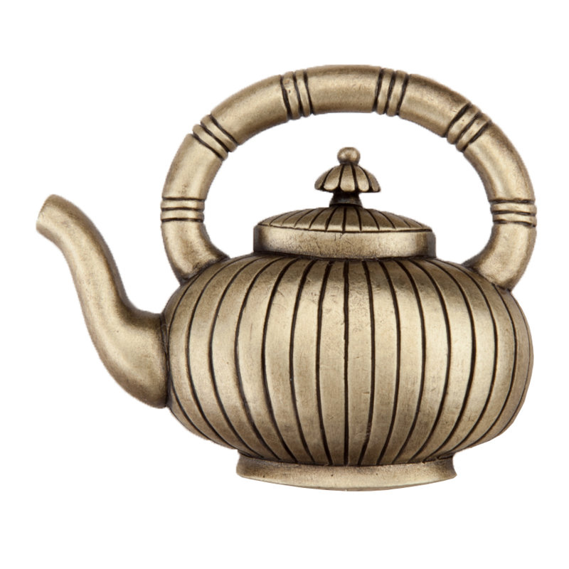Teapot Cabinet Knob, Antique Brass