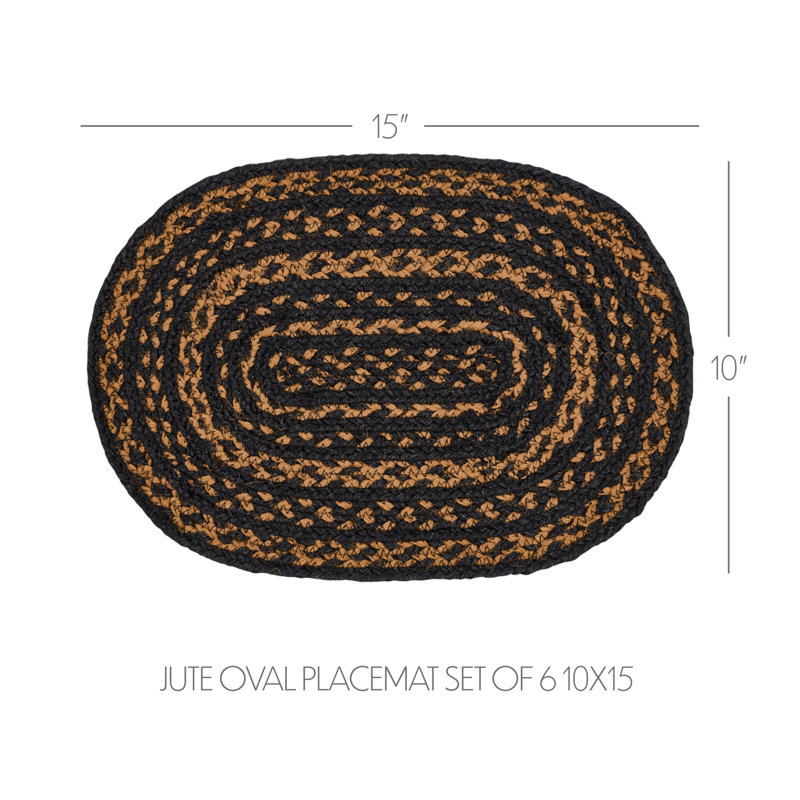 Cotton Blend and Jute Geometric Oval Placemat