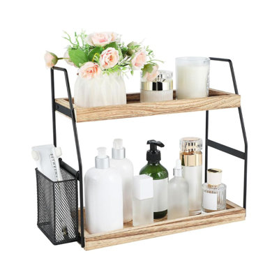 2-Tier Standing Bathroom Shelf with Basket
