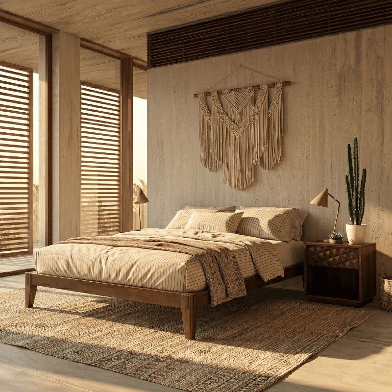 Structure de lit en bois massif NTC Sapa - Menuiserie japonaise minimaliste, pas de sommier tapissier, lattes silencieuses, assemblage facile