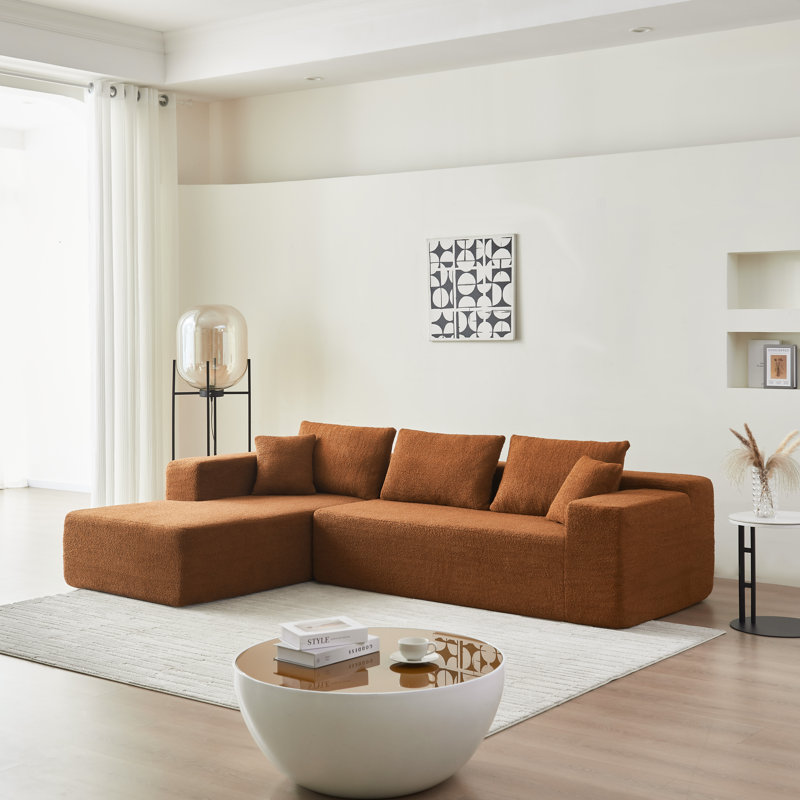 Cotman Boneless 2 - Piece Upholstered Sectional, Orange Polyester Blend
