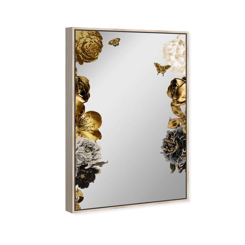 Golden Floral Love Animals Framed Mirror by Oliver Gal, Cream