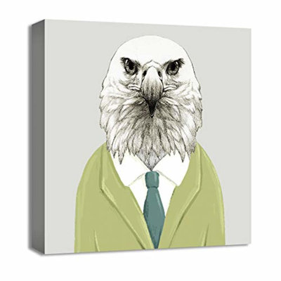 «Mr. Eagle in Green suit Animal», reproduction sur toile tendue
