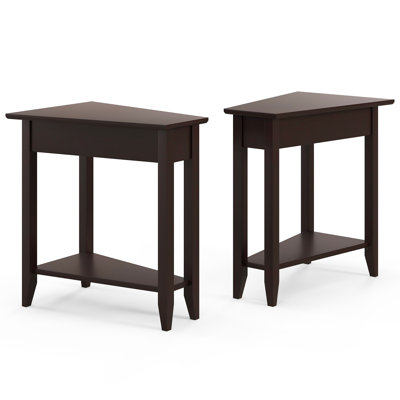 Table de bout à 2 niveaux avec tablette de rangement, canapé d'appoint unique avec pieds en bois massif