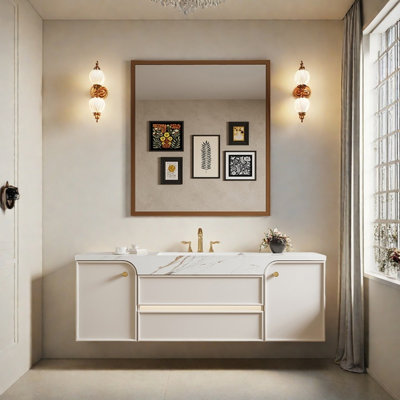 French retro cream style bathroom cabinet