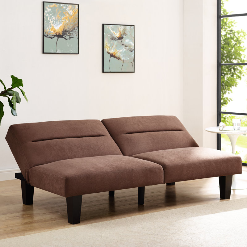 Twin 66.75'' Upholstered Convertible Sofa, Brown