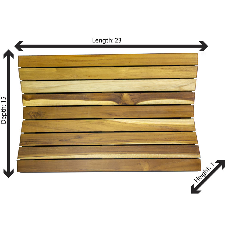 Mccollom Teak Rectangle Teak & Wood Reversible Shower Mat Highland Dunes