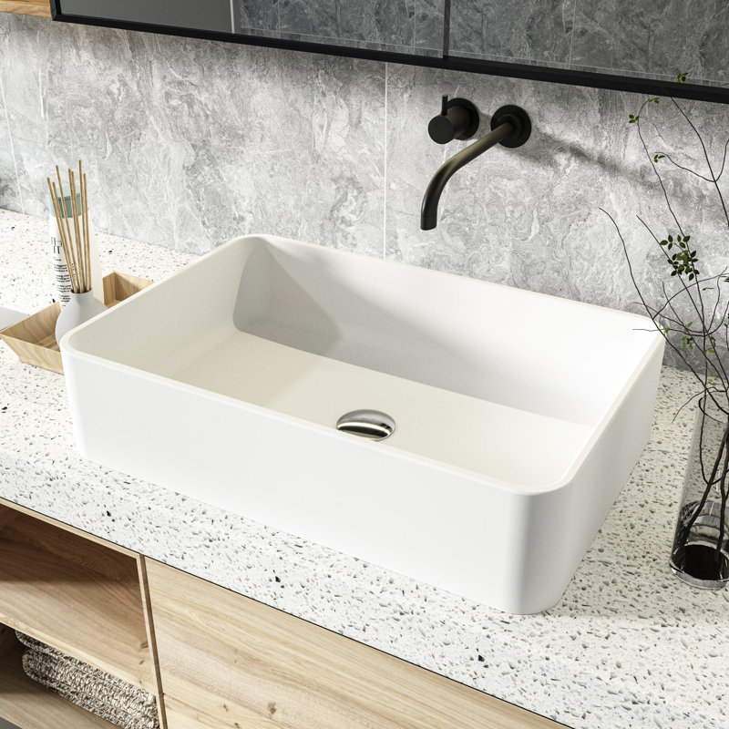 Pensen 15.7'' White Solid Surface Rectangular Bathroom Sink