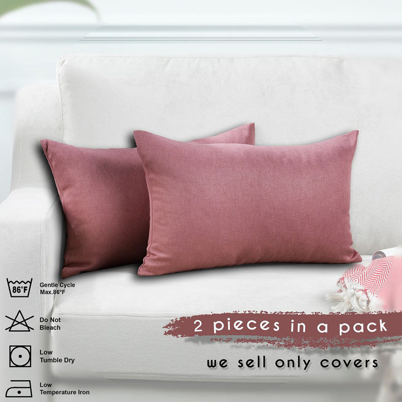 Indoor / Outdoor Rectangular Lumbar Pillow Cover - 1 Pc, Pink, 30 x 50cm