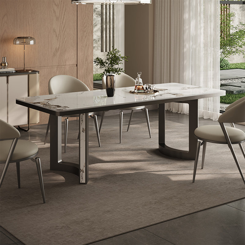 94.49"Italian high-end rectangular stone slab dining table, 29.53" H x 94.49" W x 39.37" D