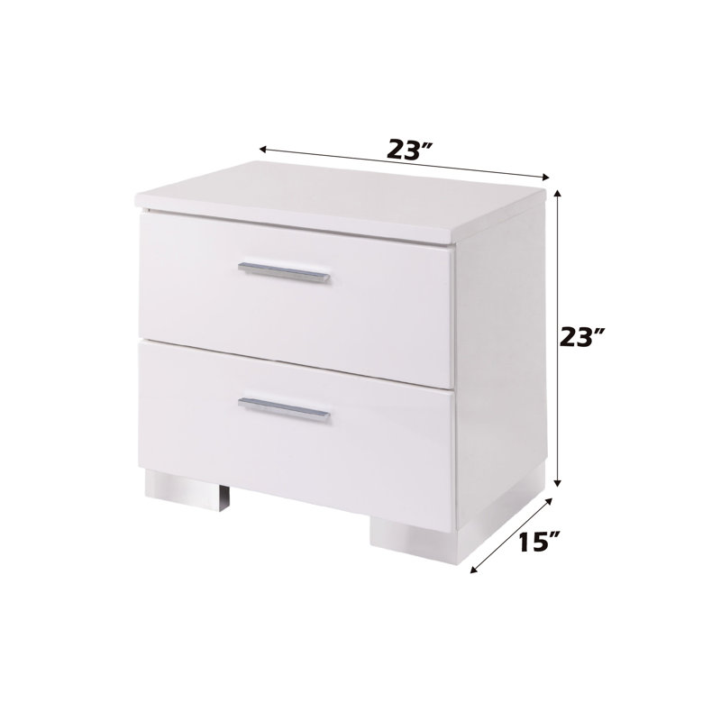 Table de chevet blanche avec pieds - Rangement polyvalent pour chambre à coucher chic