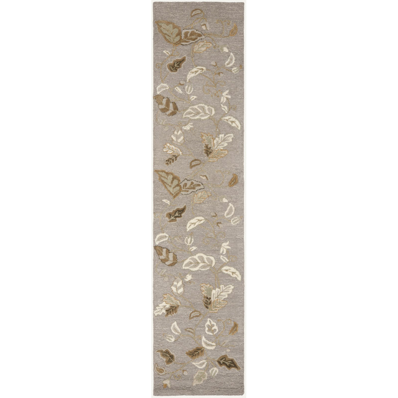 Autumn Martha Stewart Hand Tufted Wool/Viscose Floral Rug in Gray, Runner 2'3" x 10'