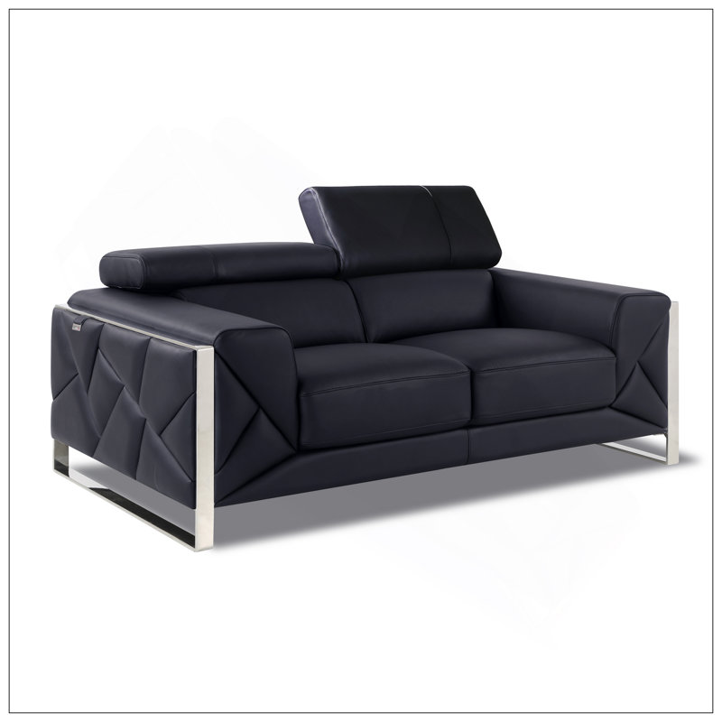 Causeuse en cuir italien Global United, Noir