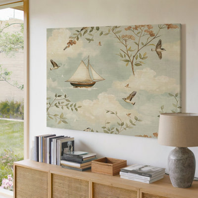 Reproduction d'art sur toile nautique voilier et voilier rétro style nautique pour salon, chambre à coucher, bureau, couloir, vestibule, mur de galerie et décoration moderne