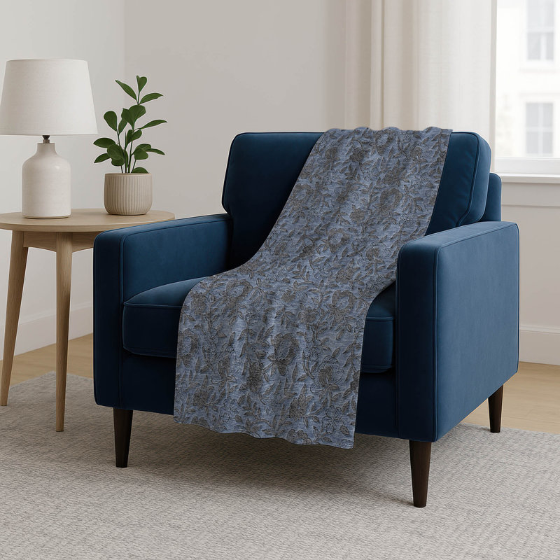 Jeté floral Sherpa ASB771 Addison, Blue Floral 2