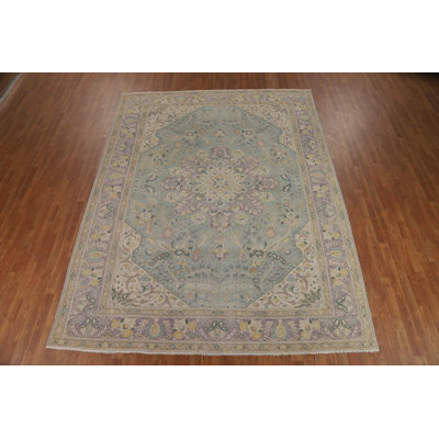 Vintage Blue Floral Traditional  Area Rug 8x11