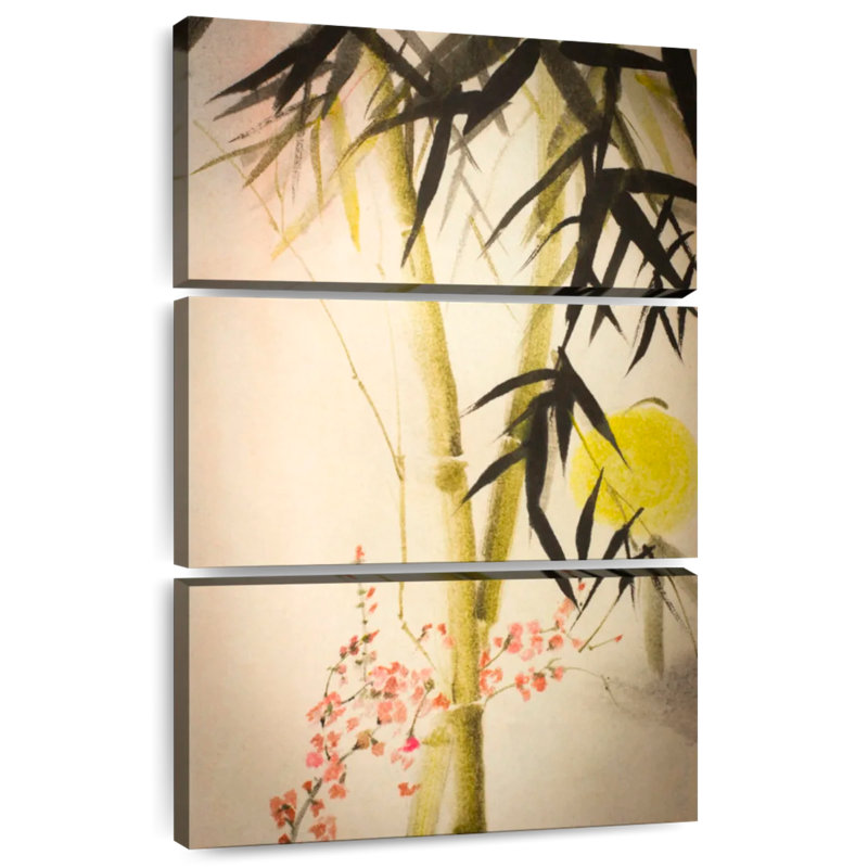 Bambou Harnek et fleurs de prunier, H 32 po x l 20 po