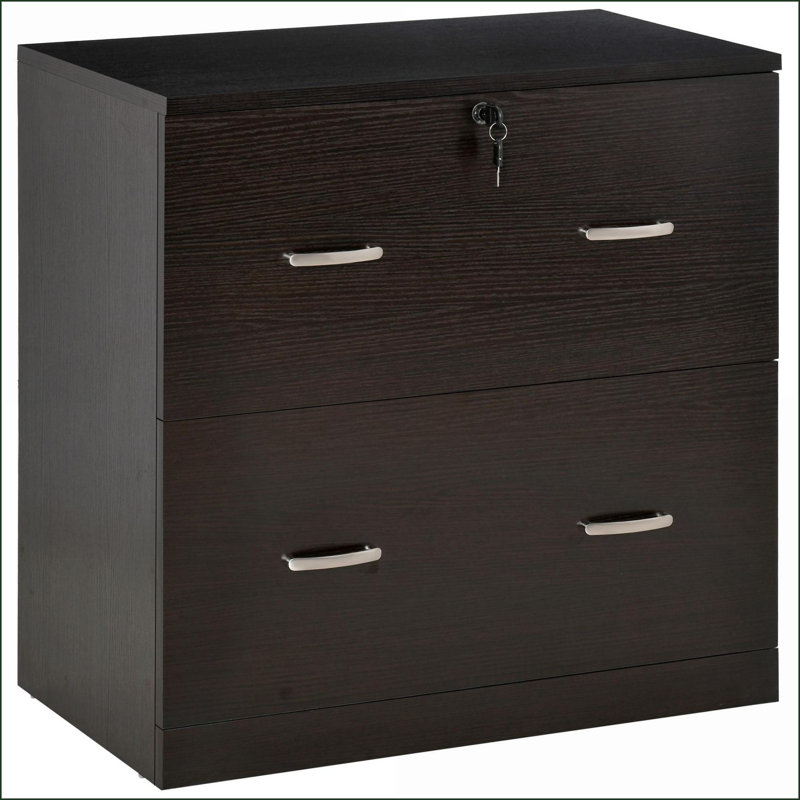 File Cabinets | Vinsetto 2-Drawer Vertical with Lock &amp; Keys, Letter Size Hanging Bars for Home Office Espresso | Particle Board | Dark Brown