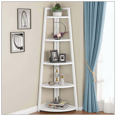 5-Tier Rustic Industrial Corner Plant Shelf