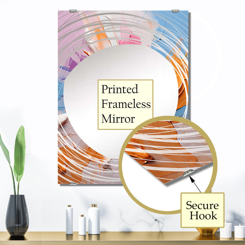 Oval - Grand miroir mural à encre liquide abstraite, 32 po x 24 po