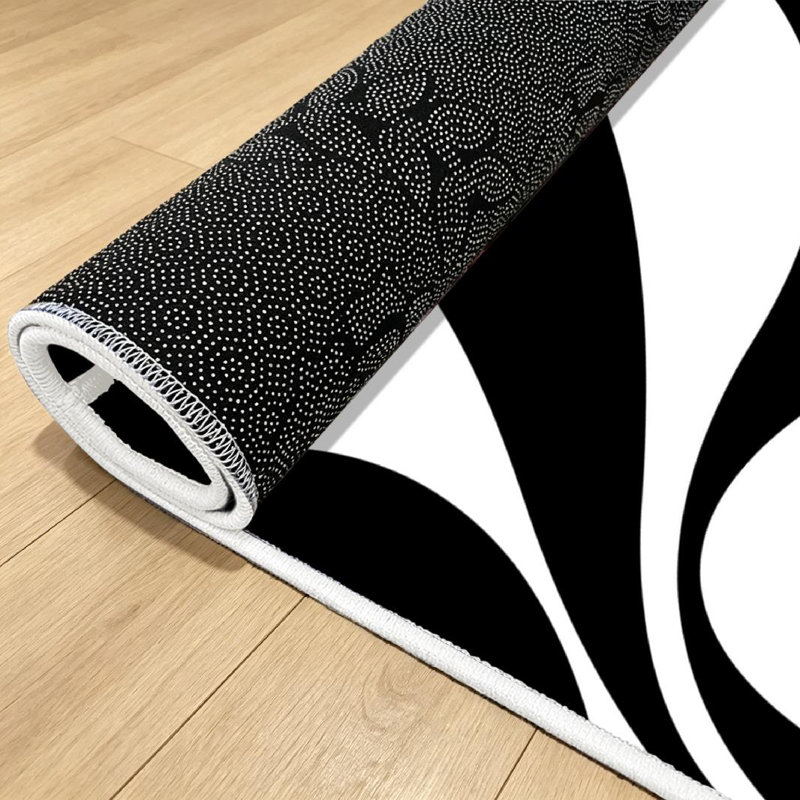 White Abstract Black Works Great Banner Artistic Machine Washable Indoor Area Rug, Rectangle 55" x 79"
