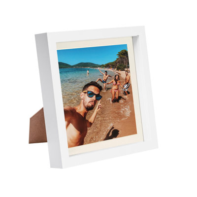 Nicola Spring - 8" x 8" White 3D Box Photo Frame - 6" x 6" Mount - Ivory
