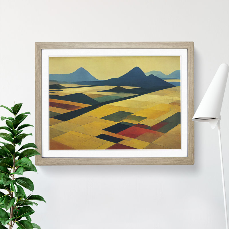 Abstract Meadow Landscape Vol.1 - Framed Print, 46cm H x 64cm W x 2cm D, Oak