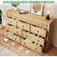 Commode 6 tiroirs cannelés, commode 6 tiroirs de 47 po de largeur avec panneau ondulé double, armoire de rangement en bois pour chambre d'enfant-2025974457