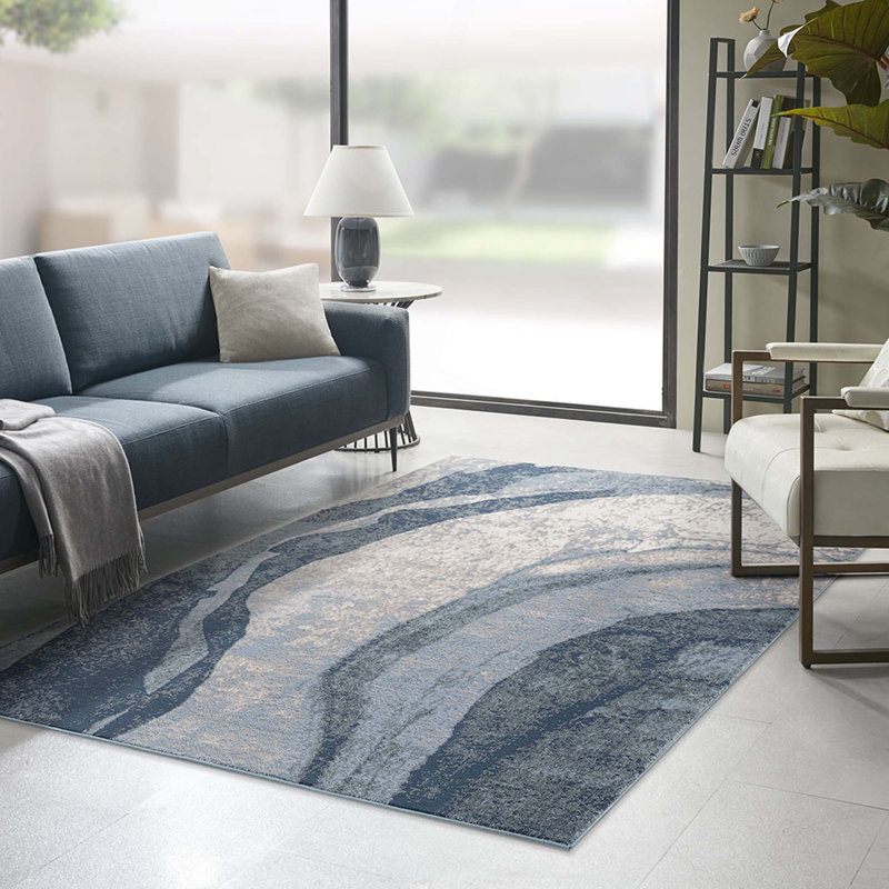 Tapis abstrait pour salon, chambre à coucher, Rectangle 5 pi 3 po x 7 pi