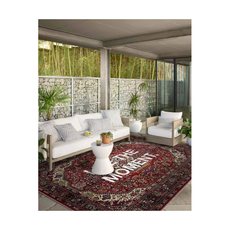 Tapis rouge lavable Live The Moment, Sous-tapis rectangulaire de 3 pi 3 po x 4 pi 11 po