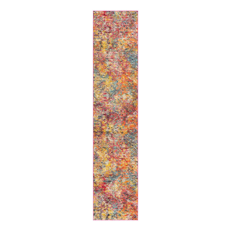 Washable Abstract Indoor Rug, Runner 2'7" x 12'