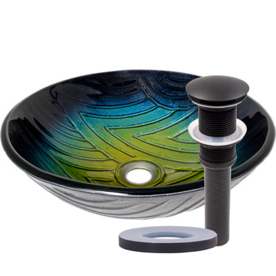 Novatto 16.75 " Glass Circular Bathroom Sink with Faucet