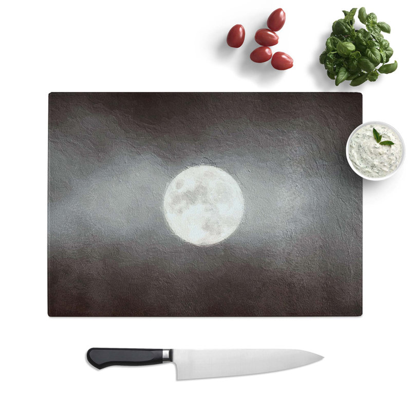 Glass Full Moon At Dusk Chopping Board, 39 cm W x 28.5 cm L