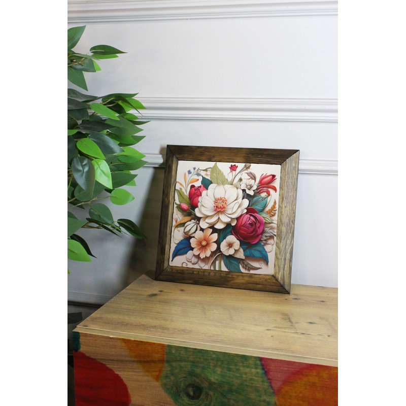 Élégante peinture encadrée décorative, art 100% pierre, 6,1 x 6,1 pouces | Cadre en bois de qualité supérieure, épaisseur: 0,8 po | Imprimé UV pour des couleurs éclatantes | Parfait pour la décoration intérieure, le salon et le bureau