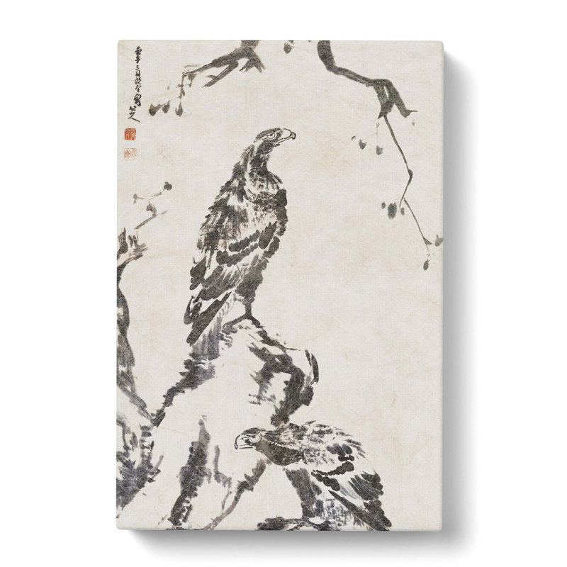 Two Eagles by Bada Shanren - Wrapped Canvas Painting, 50cm H x 35cm W x 3cm D