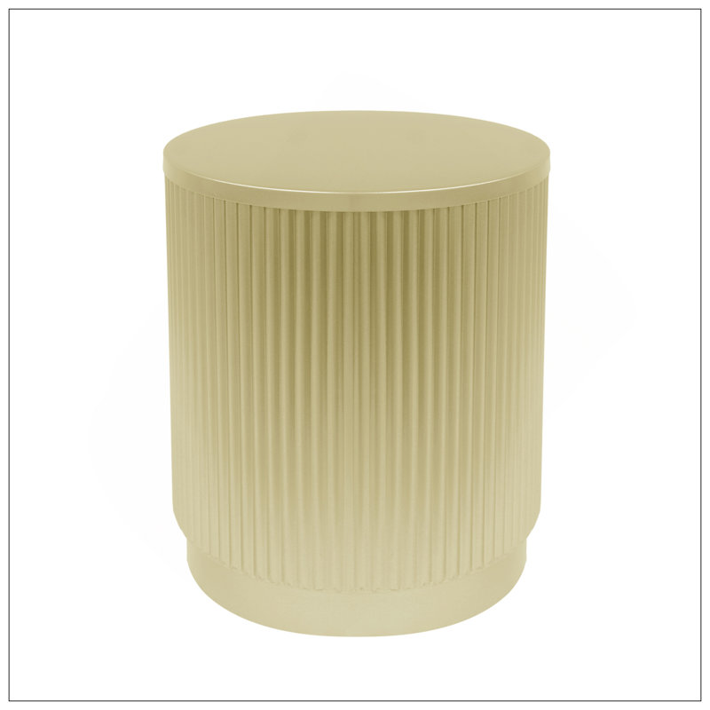 Golden Round Side Table With Vertical Stripes