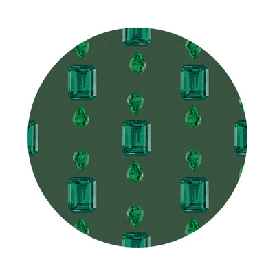 Gem Emeralds Vegan Leather Round Pebble Placemat 