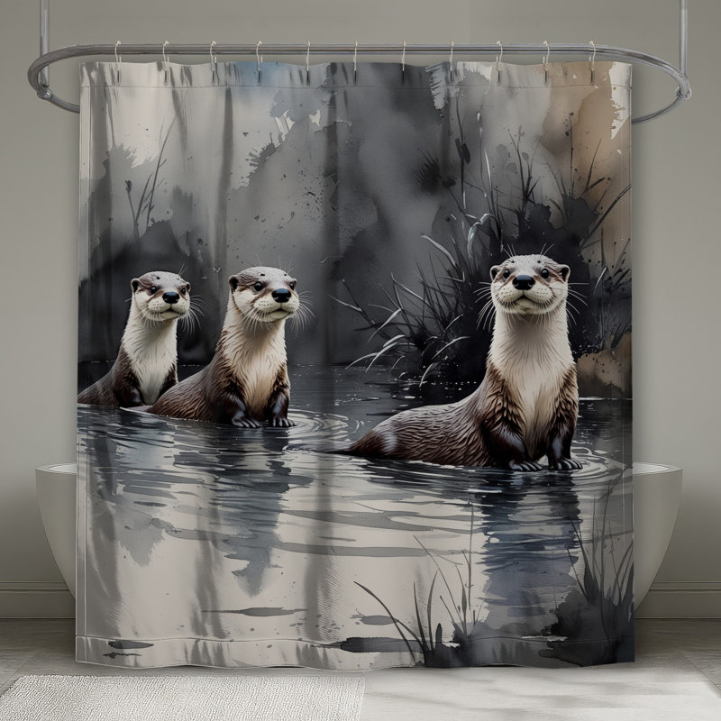 Rideaux de douche Otters In River, L 70 po x H 72 po