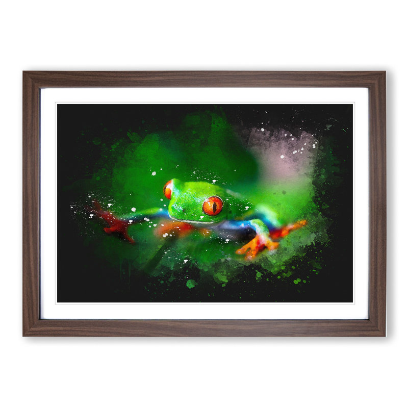 Tree Frog Vol.1 - Picture Frame Graphic Art, 36cm H x 48cm W x 2cm D, Walnut
