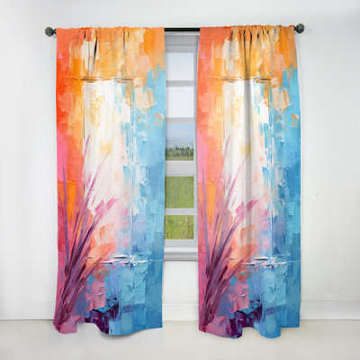 Moselle Moselle couleur pastel tropicale vue II - Rideau floral abstrait - Velours obscurcissant - 1 panneau