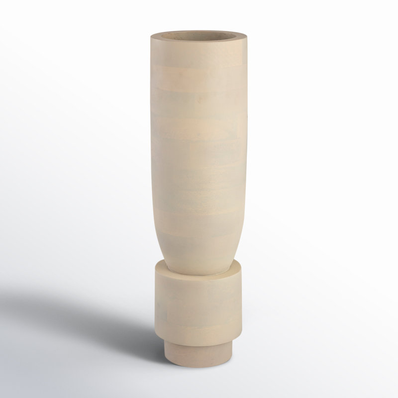 Tall Whitewashed Mango Wood Table Vase