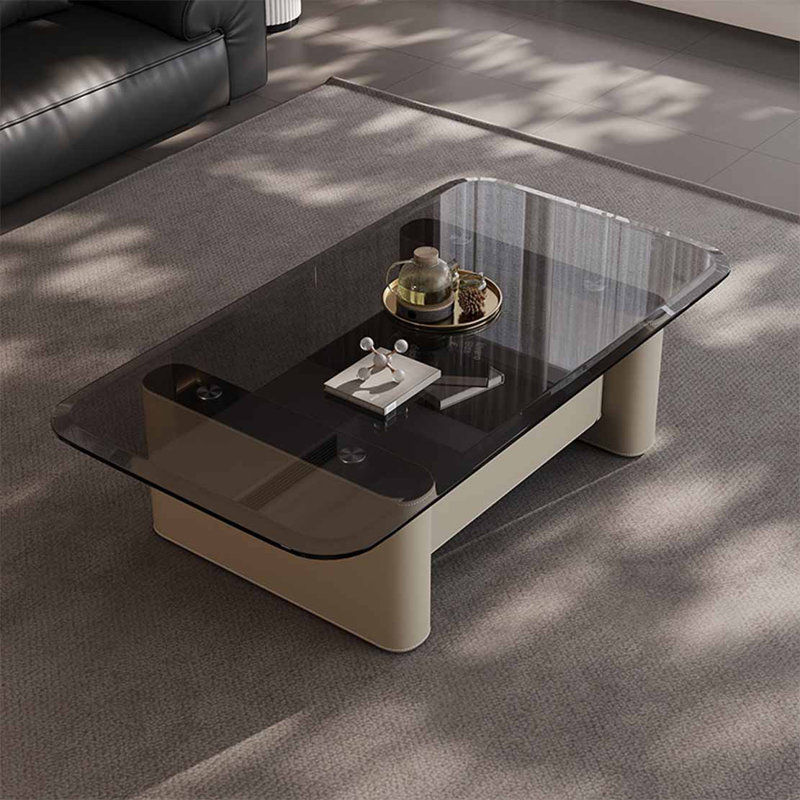 Italian rectangular tempered glass coffee table, 16.5" H x 55.1" L x 31.5" W