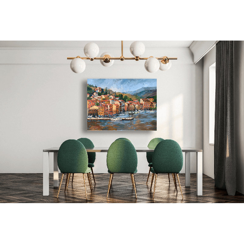 Italian Coastal Village - Artist Enhanced Canvas Print, 36" H x 48" W x 1.5" D, Unframed