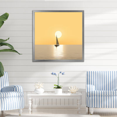 «Coastal Calm Yellow Voilier», photo sur toile