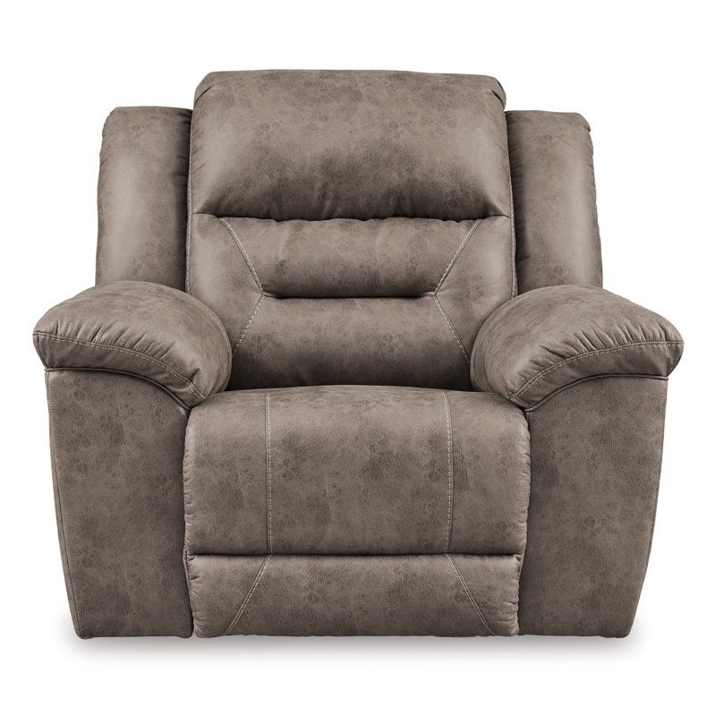 Fauteuil inclinable manuel berçant Aky, similicuir lisse, Marron clair