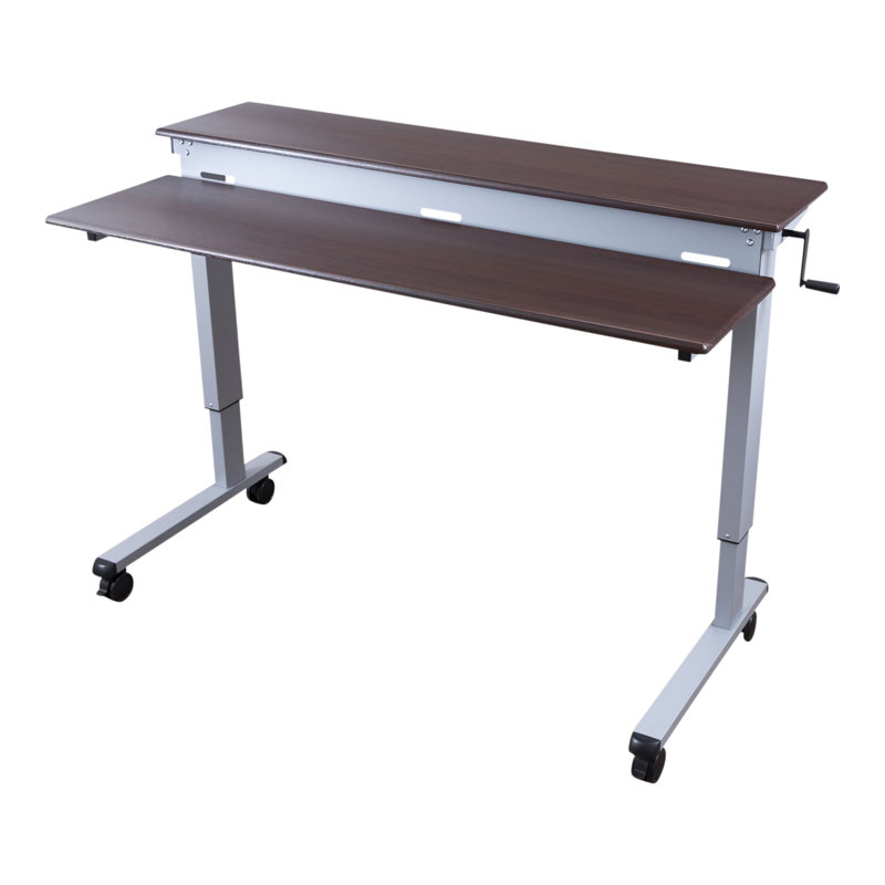Bureau debout à hauteur ajustable Selinger, H 33,5 po x l 59 po x P 29,5 po, Noyer foncé / gris